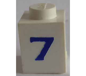 LEGO White Brick 1 x 1 with Serif Blue "7" (3005)