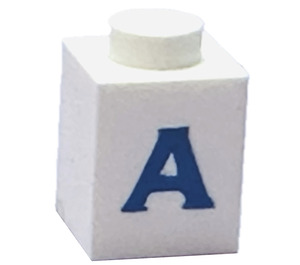 LEGO blanc Brique 1 x 1 avec Serif Bleu "une" (3005)