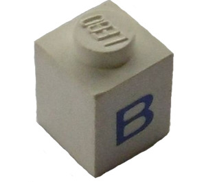 LEGO White Brick 1 x 1 with Serif Blue "B" (3005)