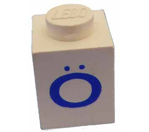 LEGO White Brick 1 x 1 with Serif Blue "O" with Umlaut (3005)