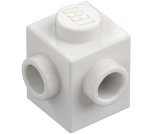 LEGO hvid Klods 1 x 1 med To knops på Adjacent Sider (26604)