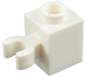 LEGO White Brick 1 x 1 with Vertical Clip (Open 'O' Clip, Hollow Stud) (60475 / 65460)