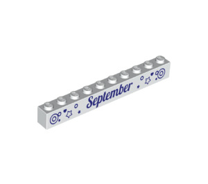 LEGO Vit Kloss 1 x 10 med 'September' och 'October' (6111 / 13481)