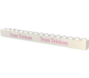 LEGO White Brick 1 x 16 with 'Team Telekom' Sticker (2465)