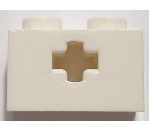 LEGO White Brick 1 x 2 with Axle Hole ('+' Opening and Bottom Stud Holder) (32064)