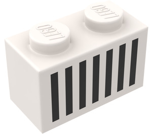 LEGO blanc Brique 1 x 2 avec Noir Grille avec tube inférieur (3004)