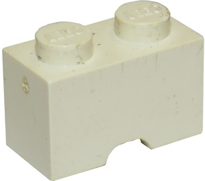 LEGO White Brick 1 x 2 with Cable Holding Cutout Round