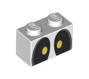 LEGO White Brick 1 x 2 with Dry bones Eyes with Bottom Tube (3004 / 69081)