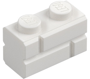 LEGO Vit Kloss 1 x 2 med Embossed Bricks (98283)