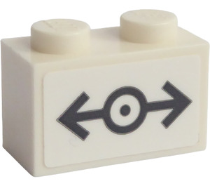 LEGO White Brick 1 x 2 with Gray Train Logo Sticker with Bottom Tube (3004)