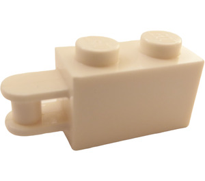 LEGO Hvit Kloss 1 x 2 med Håndtak (Inset) (innsatt skaft) (26597)