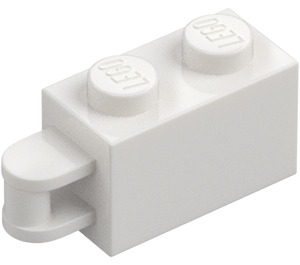 LEGO White Brick 1 x 2 with Hinge Shaft (Flush Shaft) (34816)