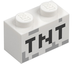 LEGO Blanc Brique 1 x 2 avec Minecraft 'TNT' avec tube inférieur (3004 / 19180)