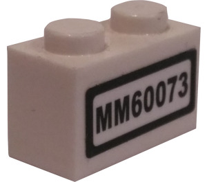LEGO blanc Brique 1 x 2 avec MM60073 License Autocollant avec tube inférieur (3004)