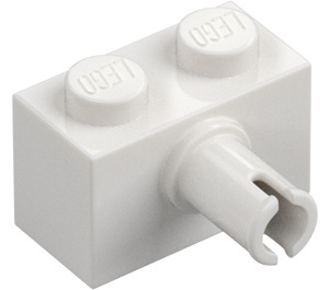 LEGO White Brick 1 x 2 with Pin without Bottom Stud Holder (2458)