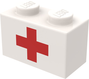 LEGO blanc Brique 1 x 2 avec rouge Traverser avec tube inférieur (3004)