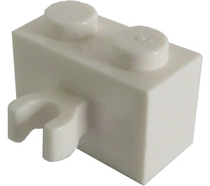 LEGO White Brick 1 x 2 with Vertical Clip (Open 'O' clip) (42925 / 95820)