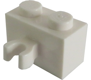 LEGO White Brick 1 x 2 with Vertical Clip with Open 'O' Clip (42925 / 95820)