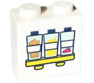 LEGO White Brick 1 x 2 x 1.6 with Studs on One Side with Shelf, Glasses Sticker (22885)