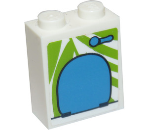 LEGO White Brick 1 x 2 x 2 with Dark Azure Toilet Seat Sticker with Inside Stud Holder (3245)