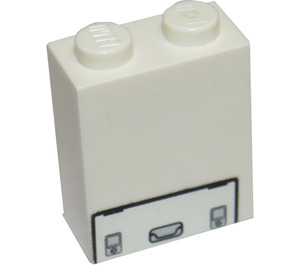 LEGO Bianco Mattoncino 1 x 2 x 2 con Hatch Adesivo con supporto per asse interno (3245)