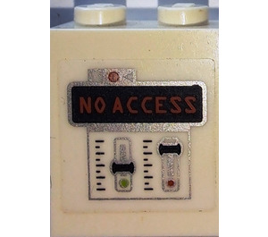 LEGO White Brick 1 x 2 x 2 with 'NO ACCESS' and Control Panel and 'AC RESEARCH' on Transparent Background Pattern Sticker with Inside Stud Holder (3245)