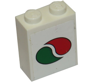 LEGO Weiß Stein 1 x 2 x 2 mit Octan Logo Aufkleber mit Innenachshalter (3245)