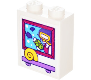 LEGO blanc Brique 1 x 2 x 2 avec Photo Autocollant avec porte-goujon intérieur (3245)