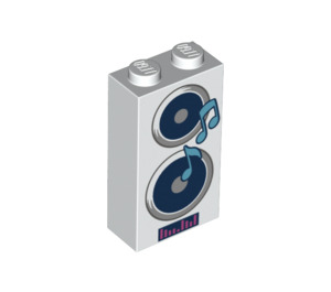 LEGO White Brick 1 x 2 x 3 with Loudspeaker and Music Notes (22886 / 84851)