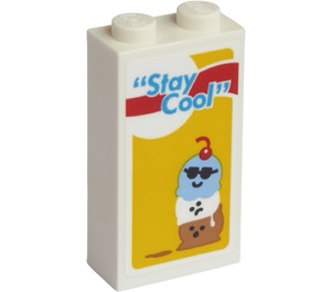 LEGO Wit Steen 1 x 2 x 3 met „Stay Cool“ Sticker (22886)