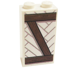 LEGO Weiß Backstein 1 x 2 x 3 mit Timbered Mirrored "Z" Shape Aufkleber (22886)