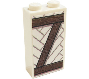 LEGO White Brick 1 x 2 x 3 with Timbered "Z" Shape Sticker (22886)