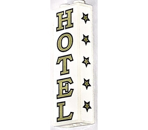 LEGO White Brick 1 x 2 x 5 with 5 Star Hotel Sticker with Stud Holder (2454)