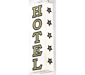 LEGO blanc Brique 1 x 2 x 5 avec 5 Star Hotel Autocollant avec une encoche pour tenon (2454)