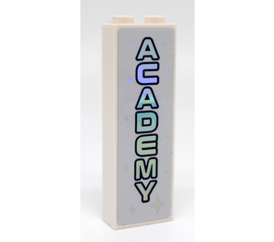LEGO White Brick 1 x 2 x 5 with 'ACADEMY' and Stars Sticker with Stud Holder (2454)