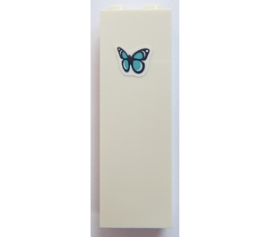 LEGO White Brick 1 x 2 x 5 with Blue Butterfly Sticker with Stud Holder (2454)