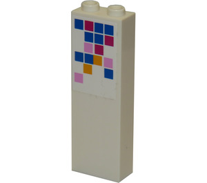 LEGO White Brick 1 x 2 x 5 with Colored Squares Sticker with Stud Holder (2454)