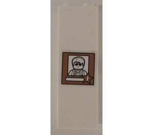 LEGO White Brick 1 x 2 x 5 with Figure Head, 1, and Star Sticker with Stud Holder (2454)
