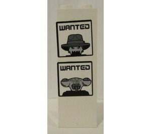 LEGO White Brick 1 x 2 x 5 with Groove with Wanted Posters Sticker (88393)