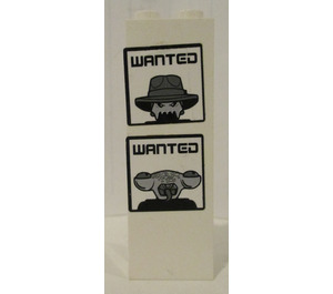 LEGO Wit Steen 1 x 2 x 5 met groef met Wanted Posters Sticker (88393)
