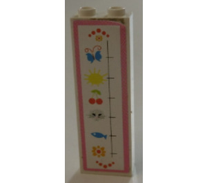 LEGO White Brick 1 x 2 x 5 with Growth Chart, Butterfly Sticker with Stud Holder (2454)
