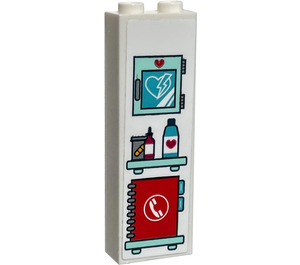 LEGO blanc Brique 1 x 2 x 5 avec Medical Cabinet, Shelf avec Bottles et Telephone Directory Autocollant avec une encoche pour tenon (2454)
