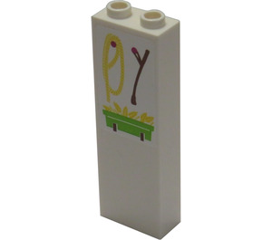 LEGO White Brick 1 x 2 x 5 with rope, horse whip and container with oat Sticker with Stud Holder (2454)