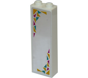 LEGO White Brick 1 x 2 x 5 with Triangles on Mirrored Background Sticker with Stud Holder (2454)