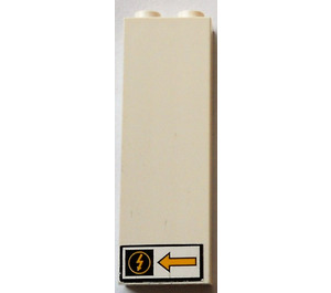 LEGO White Brick 1 x 2 x 5 with yellow arrow pointing left Sticker with Stud Holder (2454)