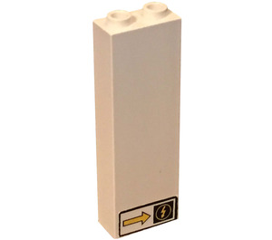 LEGO White Brick 1 x 2 x 5 with yellow arrow pointing right Sticker with Stud Holder (2454)