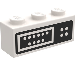 LEGO Wit Steen 1 x 3 met Control Paneel (45505)