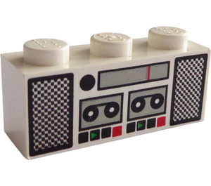 LEGO Weiß Backstein 1 x 3 mit Doppelt Tape Deck und Radio (3622)