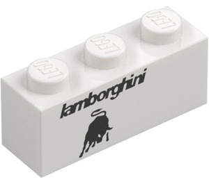 LEGO White Brick 1 x 3 with "lamborghini" (3622)