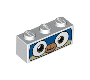 LEGO Weiß Backstein 1 x 3 mit Puppycorn Hund Gesicht (3622 / 39034)
